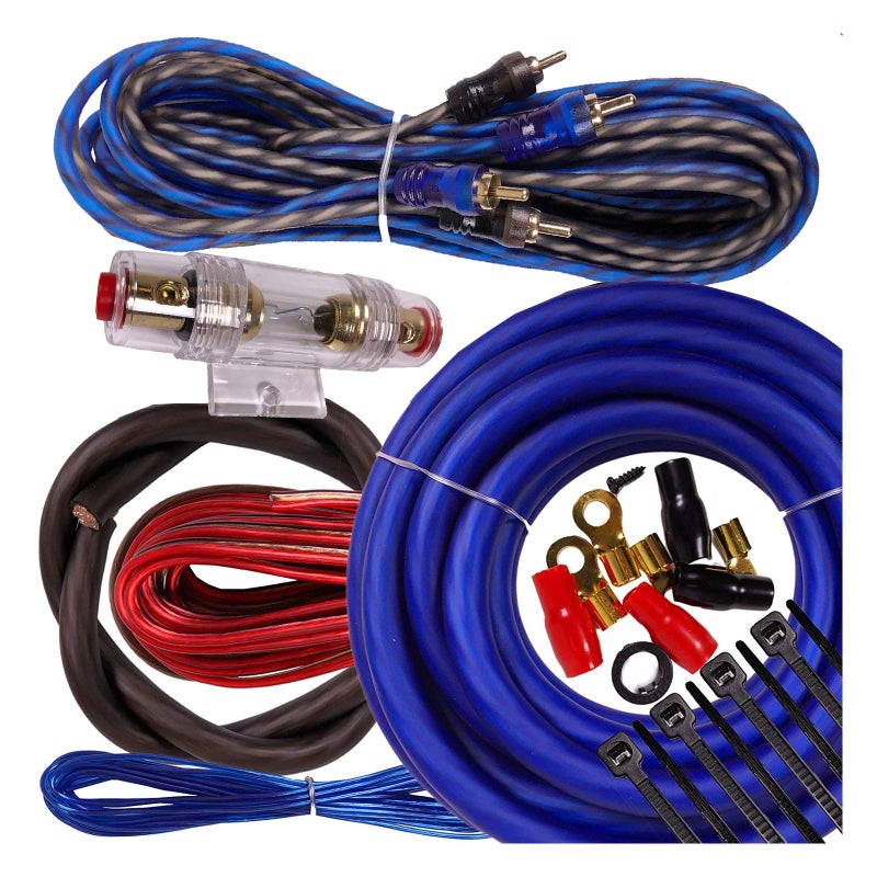 Gravity Complete 2500W Gravity 4 Gauge Amplifier Installation Wiring Kit Amp Pk2 4 Ga Blue - for Installer and DIY Hobbyist - Perfect for Car/Truck/Motorcycle/Rv/ATV, 2500W/BLUE, BGR-KIT4-PK2-BLUE-2500W - Image 1